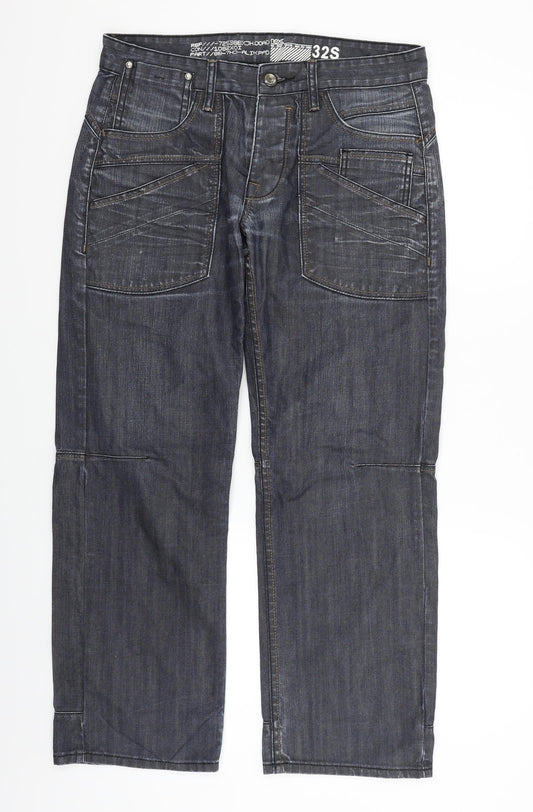 Additional front view of Next women’s blue straight jeans, size UK 32, in, 27-inch leg