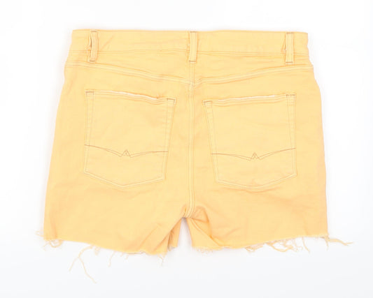 ASOS Womens Orange  Denim Cut-Off Shorts Size 32 in - Distressed Hem