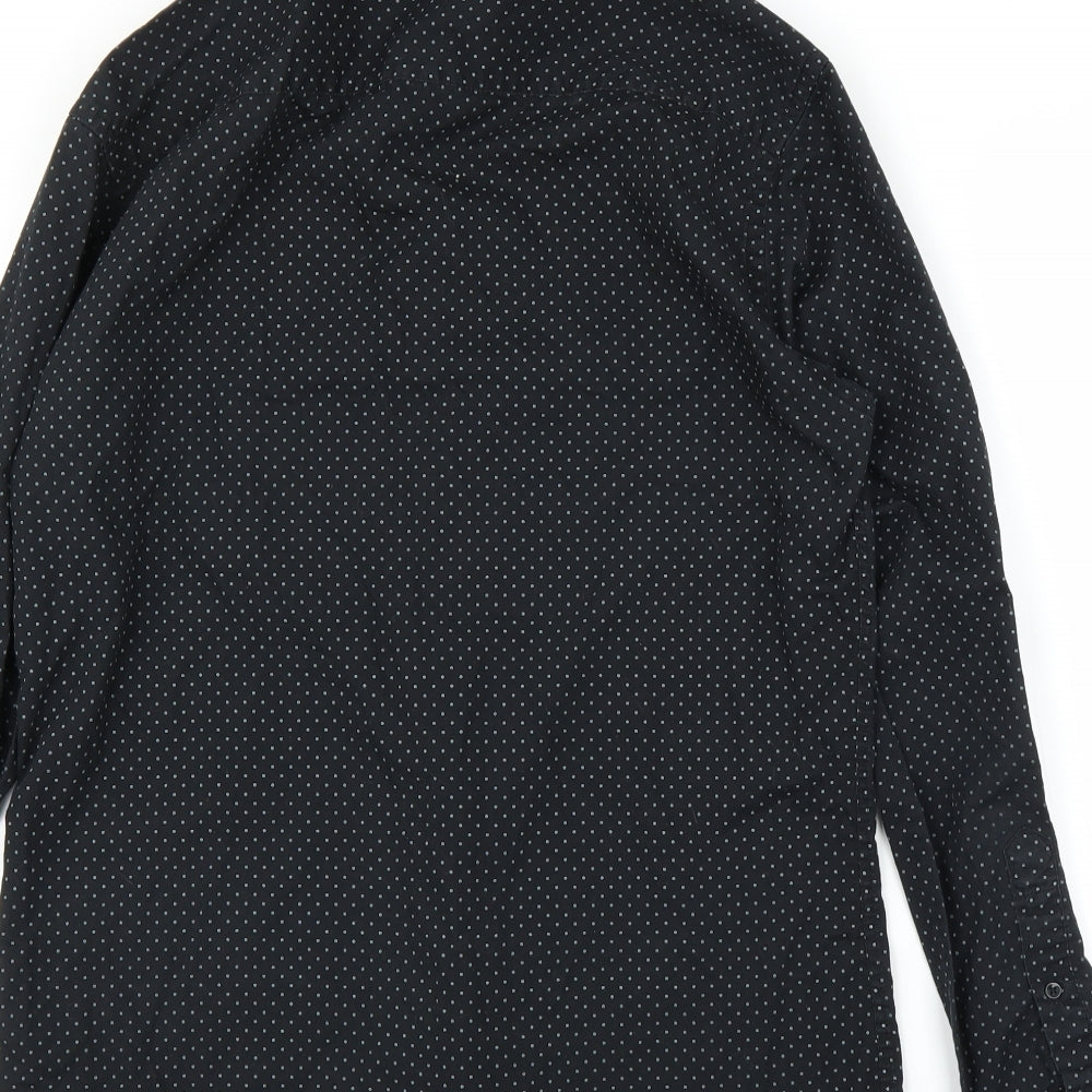 Mens UK Size 15 Cedar Wood State Black Button-Up Long Sleeve Casual Shirt
