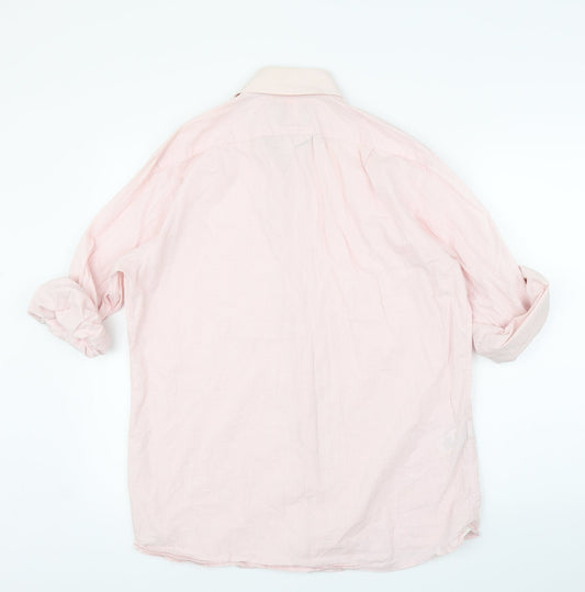 Mens UK Size 15.5 M&S Pink Button-Up Long Sleeve Casual Shirt