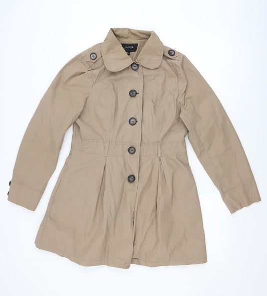 Papaya Womens Brown Overcoat Coat Size 12