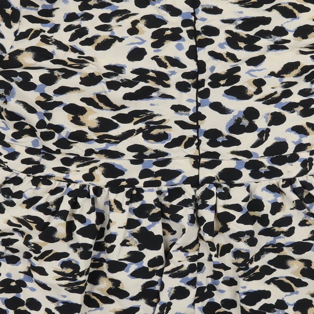 QED London Womens Beige Animal Print Basic Blouse Size 12