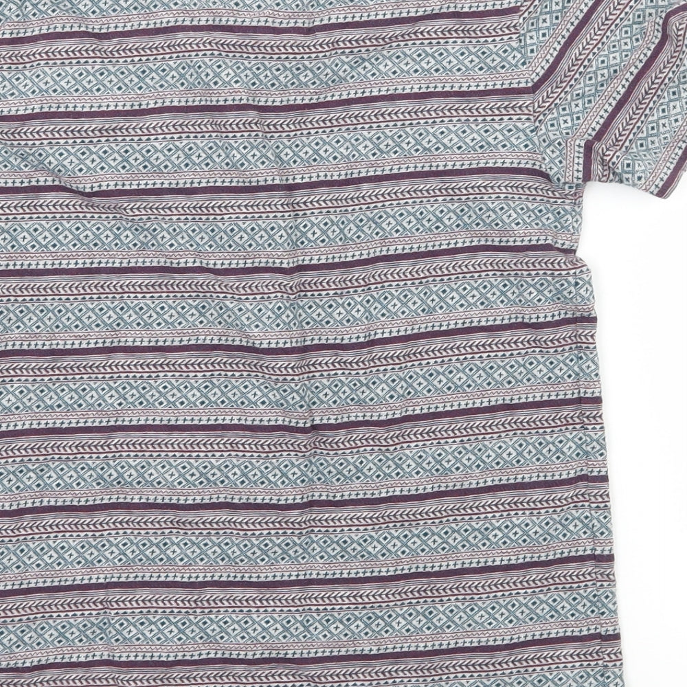 Brand and care label for RJR.John Rocha boys’ grey striped jersey basic t-shirt, size 7-8, years