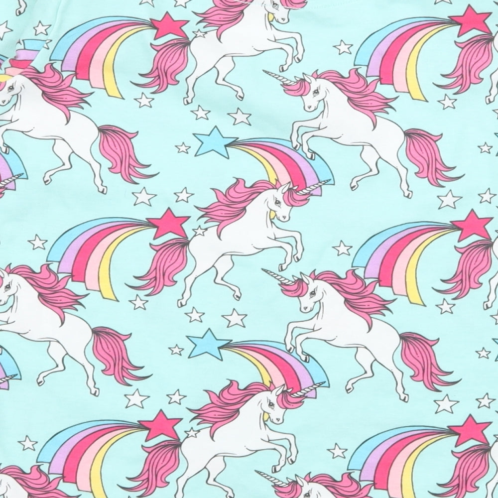 NEXT Girls Blue Geometric Jersey Top Pyjama Top Size 11 Years - Unicorn