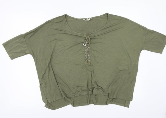 Womens UK Size M Brave Soul Green Basic T-Shirt