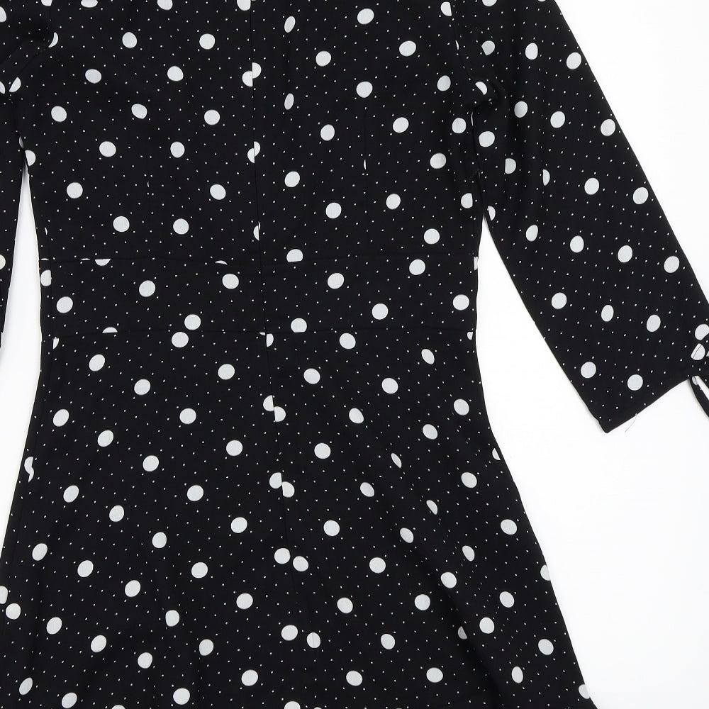 Boohoo Womens Black Polka Dot A-Line Size 6