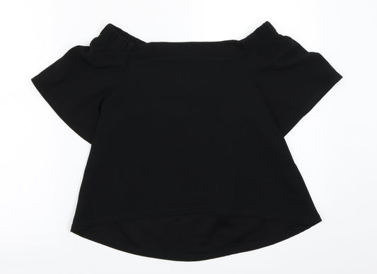 Additional front view of PRETTYLITTLETHING women’s black basic t-shirt, size S
