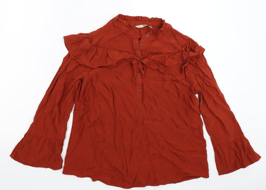 Additional front view of Tu women’s brown basic button-up, size UK 14