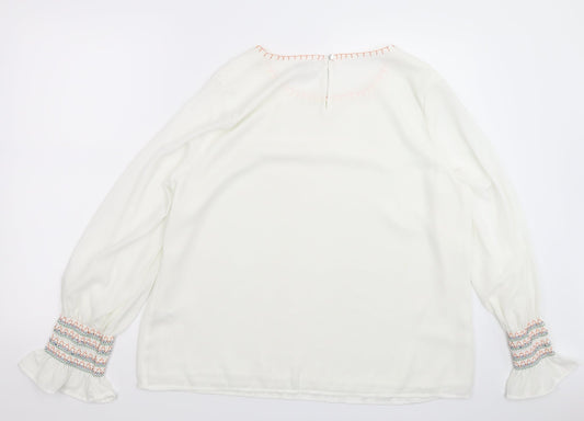 Back view of Tu women’s white basic blouse, size UK 18