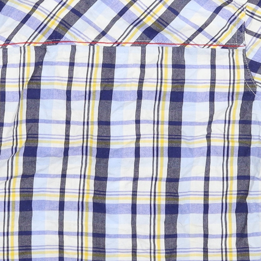 Brand and care label for Mini Club boys’ multicoloured check basic button-up, size 2-3, years