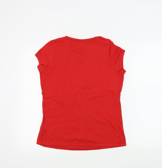 Nutmeg Womens Red Houndstooth  Basic T-Shirt Size 10  - PENGUIN, snow flakes