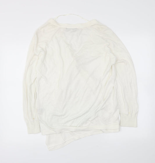 atmospheer Womens White Wrap Jumper Size 12