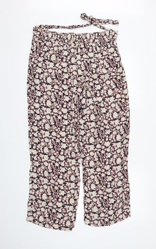 M&S Womens Beige Floral Trousers Size 14 L30 in