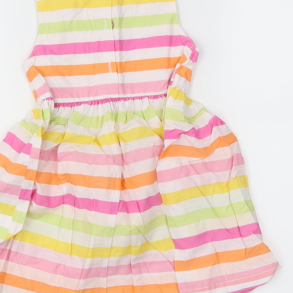 H&M Girls White Striped Skater Dress Size 12-18 Months