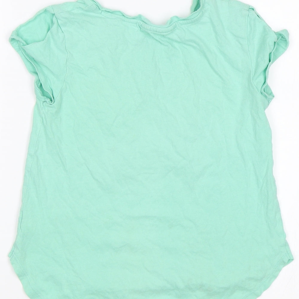 Preworn Girls Green Basic T-Shirt Size 6-7 Years - Star