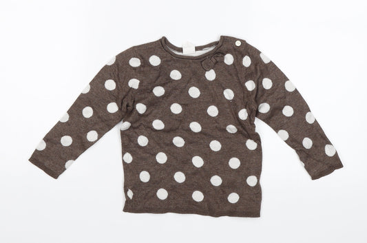 H&M Baby Brown Polka Dot Pullover Jumper Size 12-18 Months