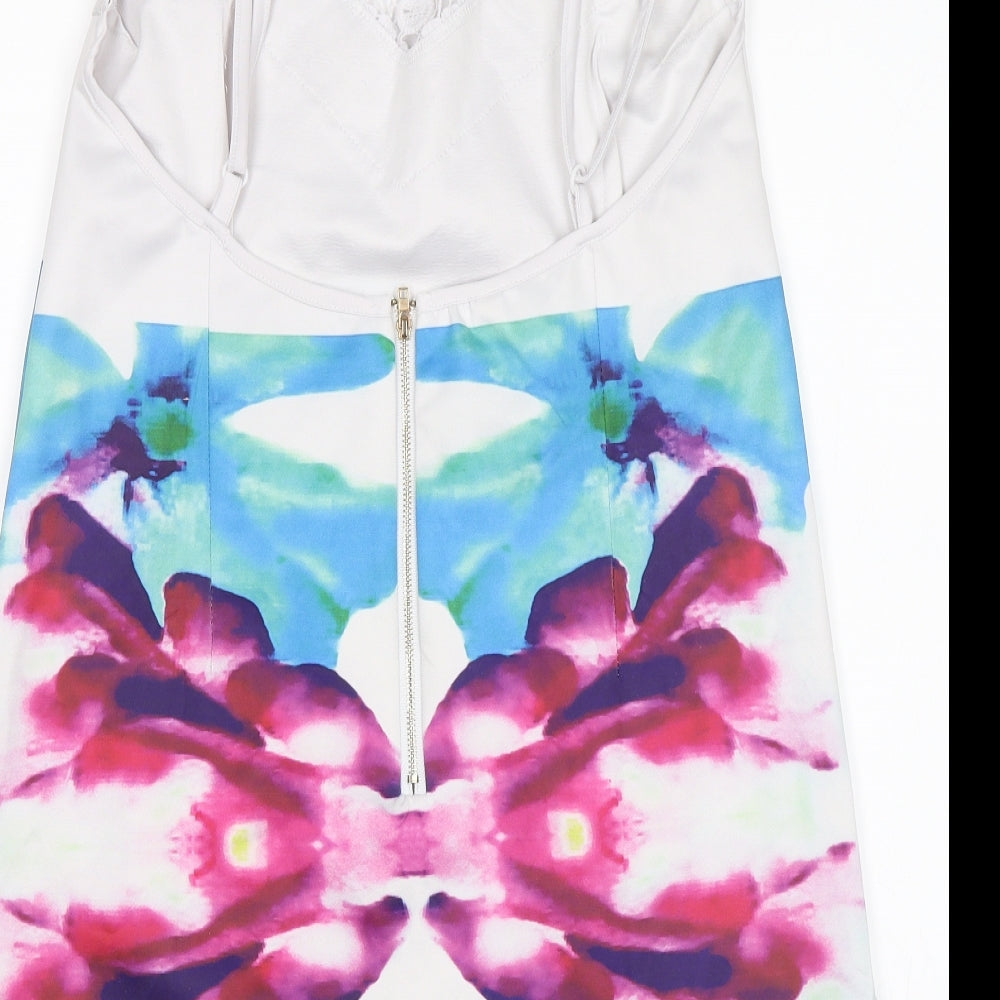 Artistic Taste Womens White Floral Basic Blouse Size L