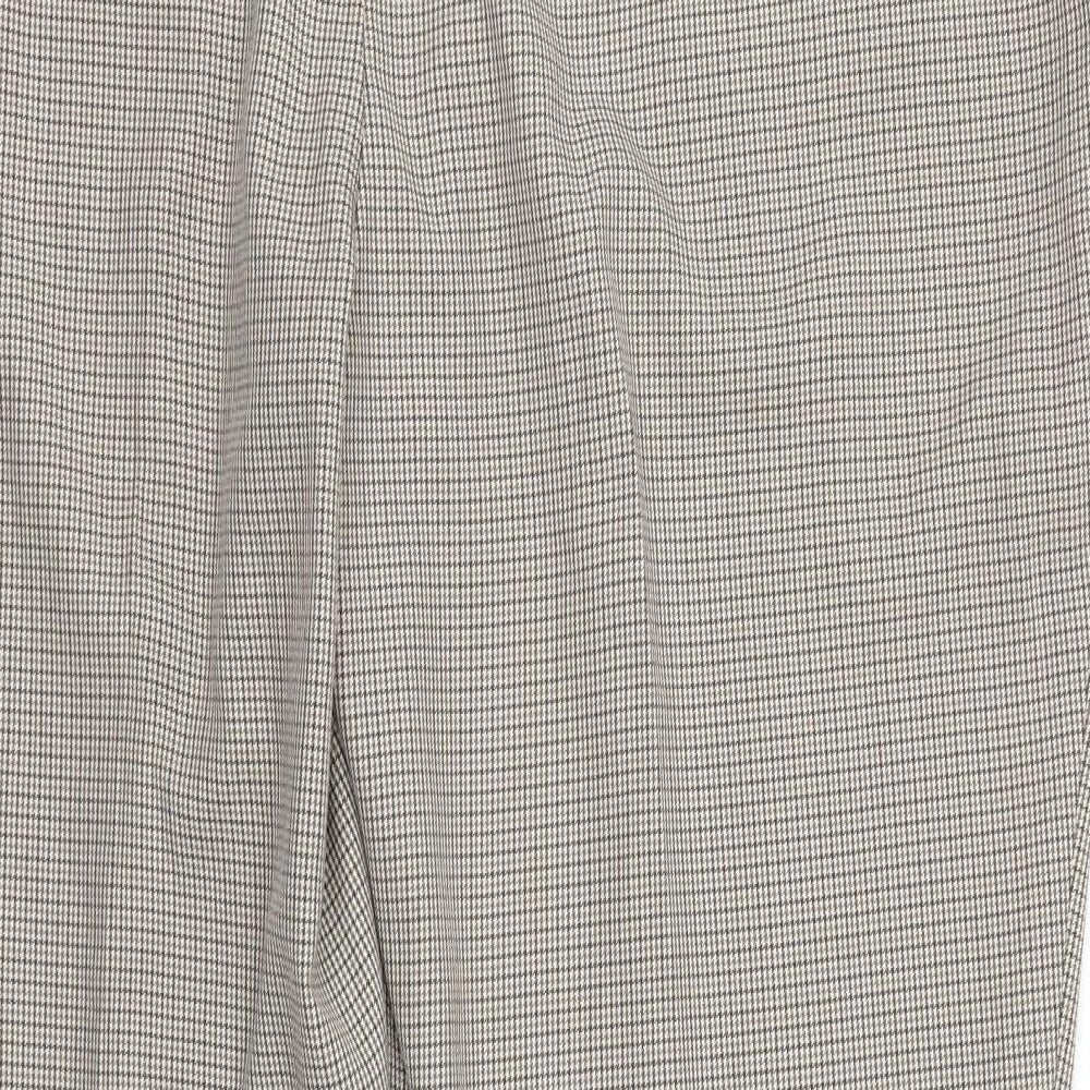 Brand and care label for F&F women’s brown houndstooth trousers, size UK 20, 25-inch leg