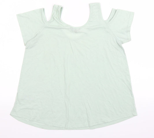 New Look Womens Green Basic T-Shirt Size 12 - Shoulder cut out