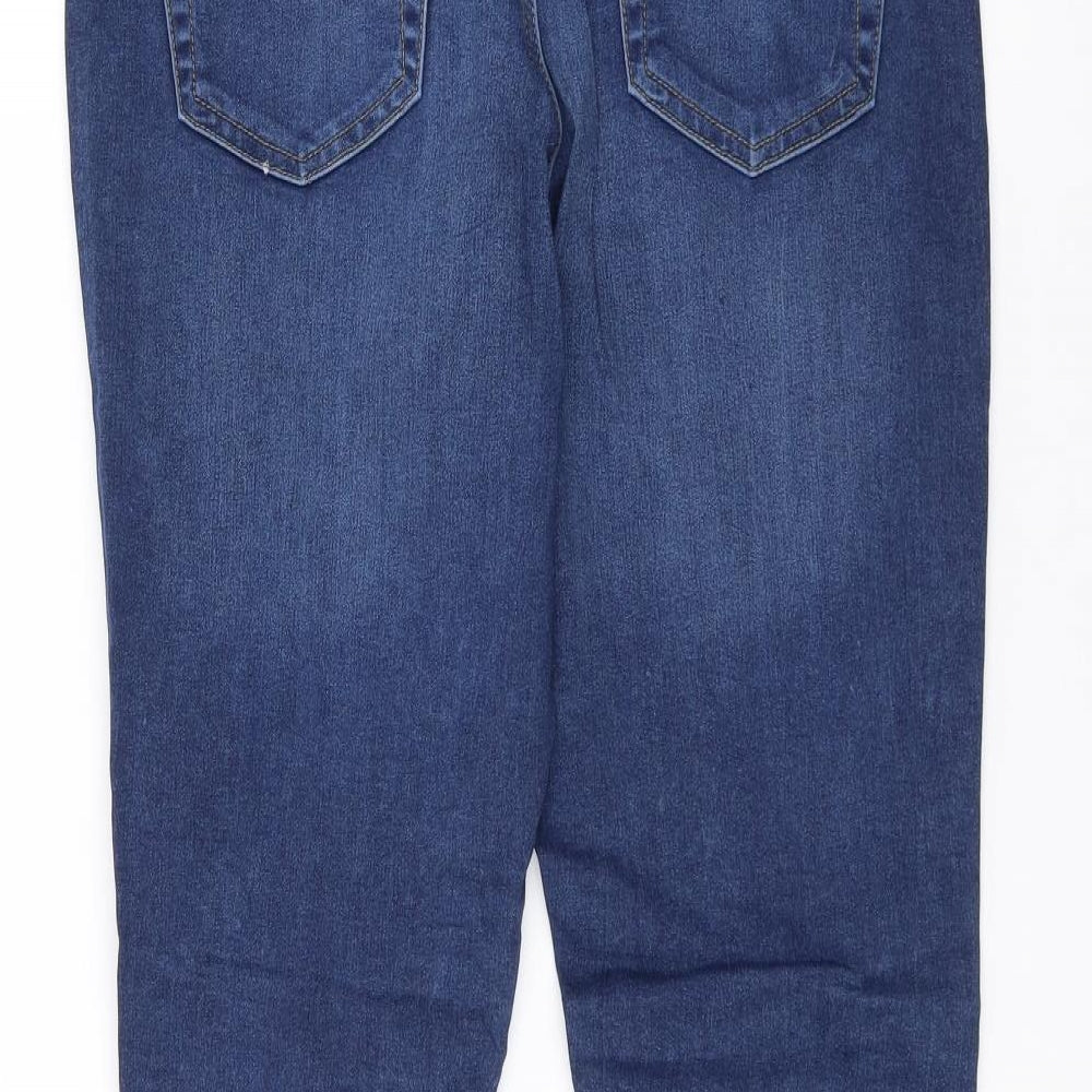 Brand and care label for Denim & Co. women’s blue straight jeans, size UK 14, 29-inch leg