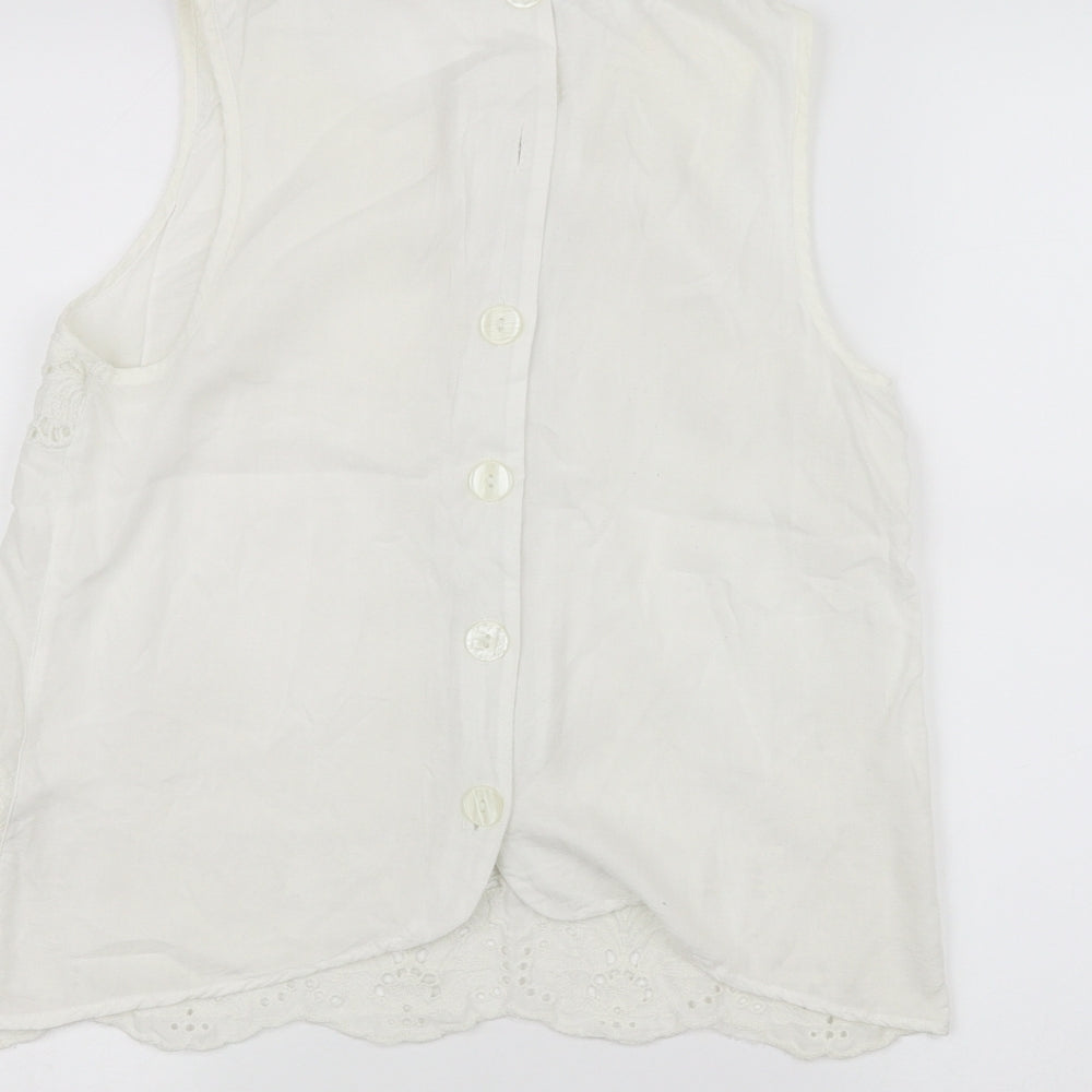 Womens UK Size 8 River Island White Basic Tank