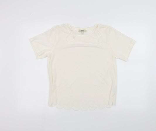 Womens UK Size 8 Papaya White Basic T-Shirt