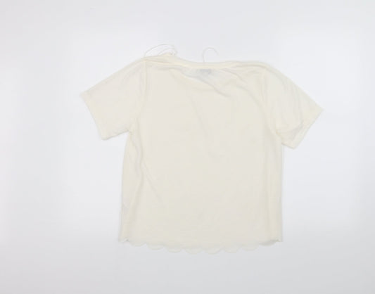 Papaya Womens White Basic T-Shirt Size 8
