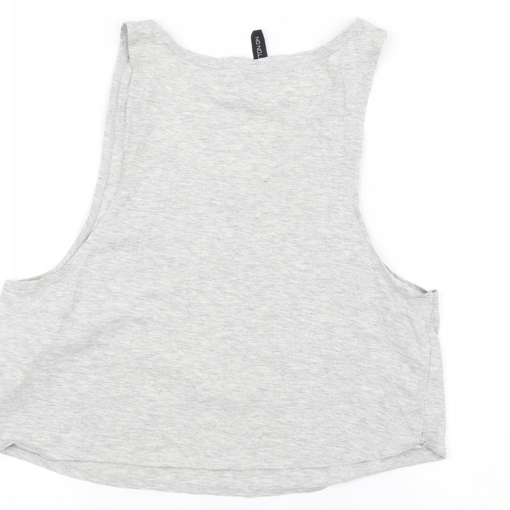 Brand and care label for Cotton On women’s grey basic tank, size S, - tequila