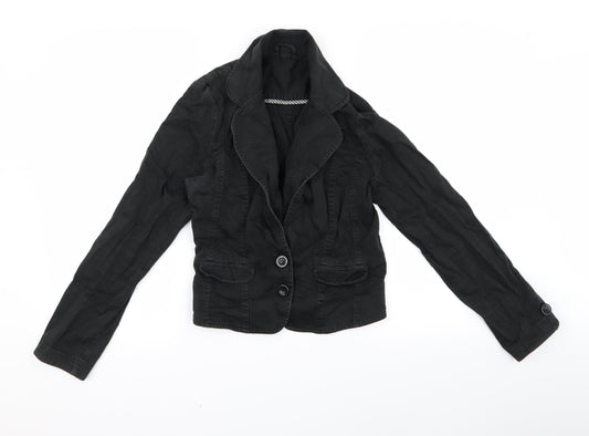 Womens UK Size M bay Black Biker Coat