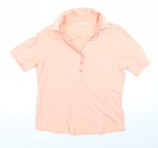 Womens UK Size 10 m&s Pink Basic Polo
