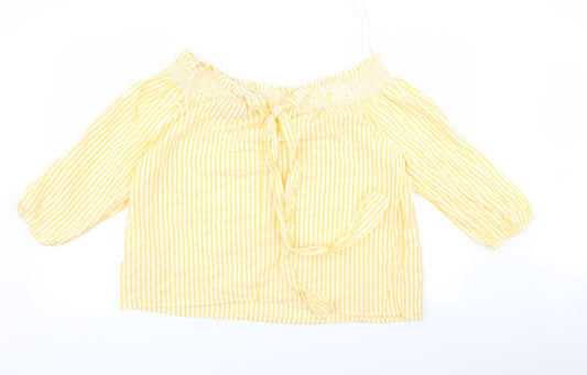 Primark Womens Yellow Striped Basic Blouse Size 12