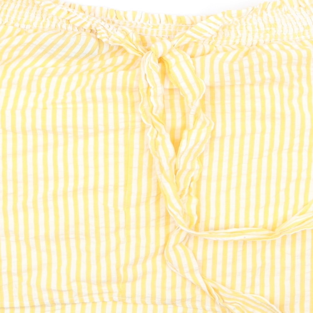 Primark Womens Yellow Striped Basic Blouse Size 12