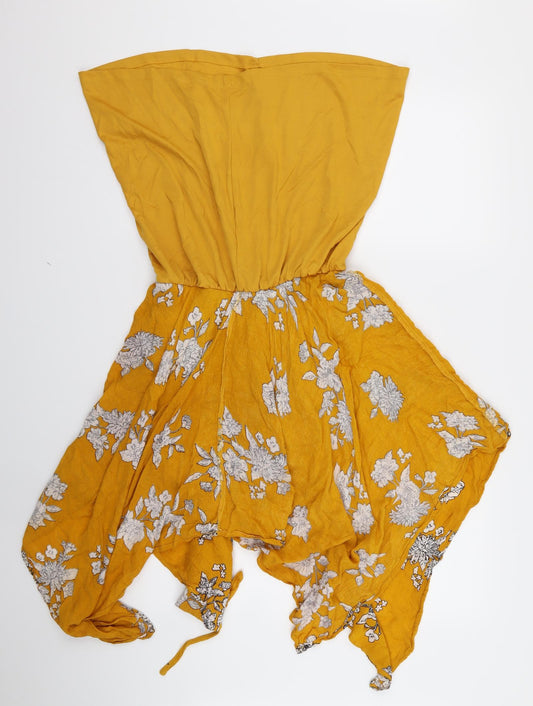 Select Womens Orange Floral Fit & Flare Size 10