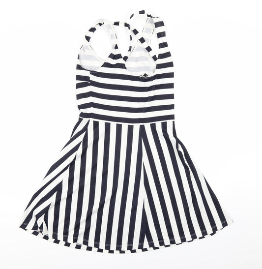 H&M Womens Blue Striped Mini Size S