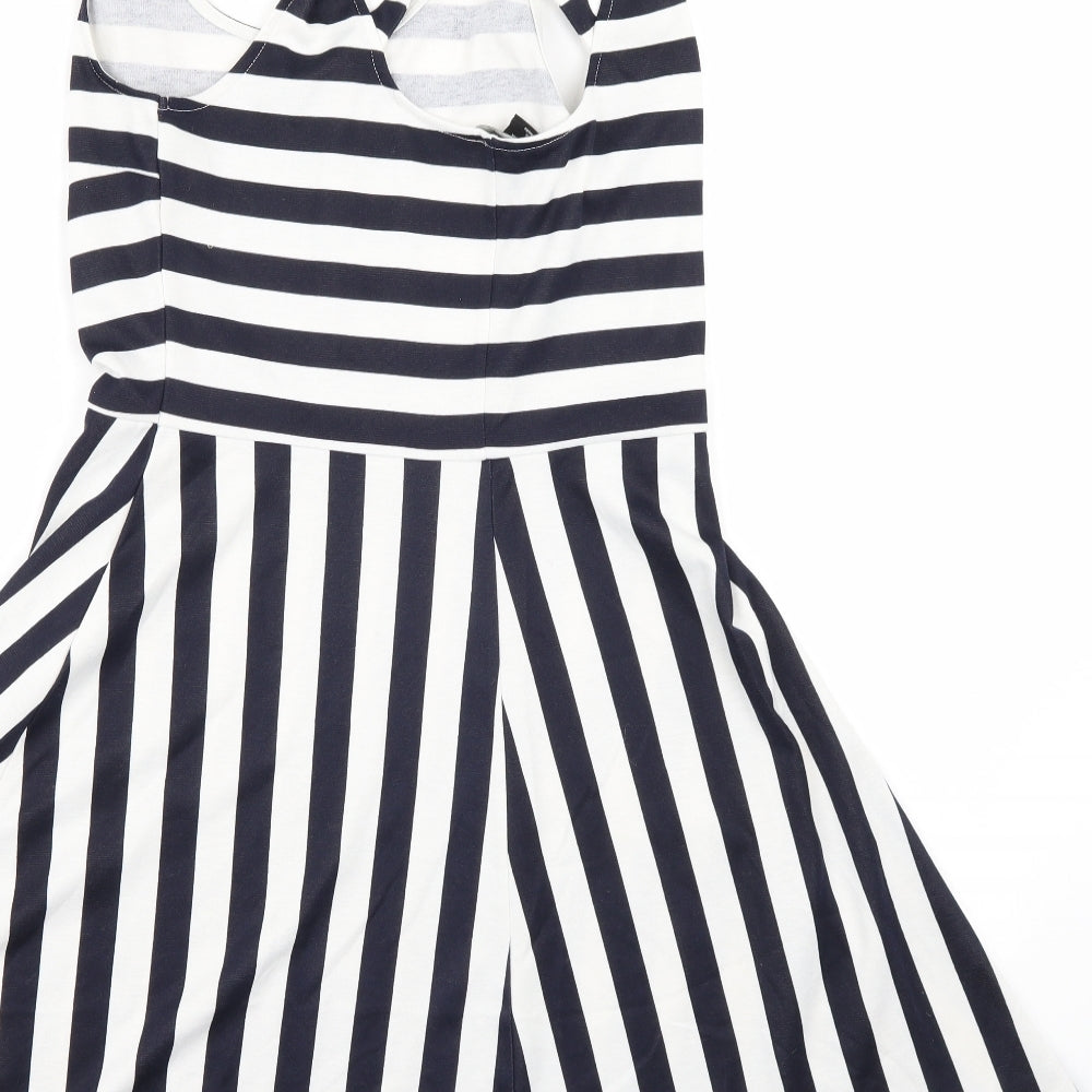 H&M Womens Blue Striped Mini Size S