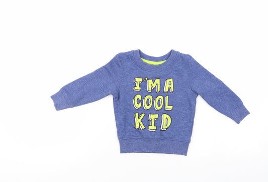 Mini Rebel Boys Blue Pullover Jumper Size 12-18 Months