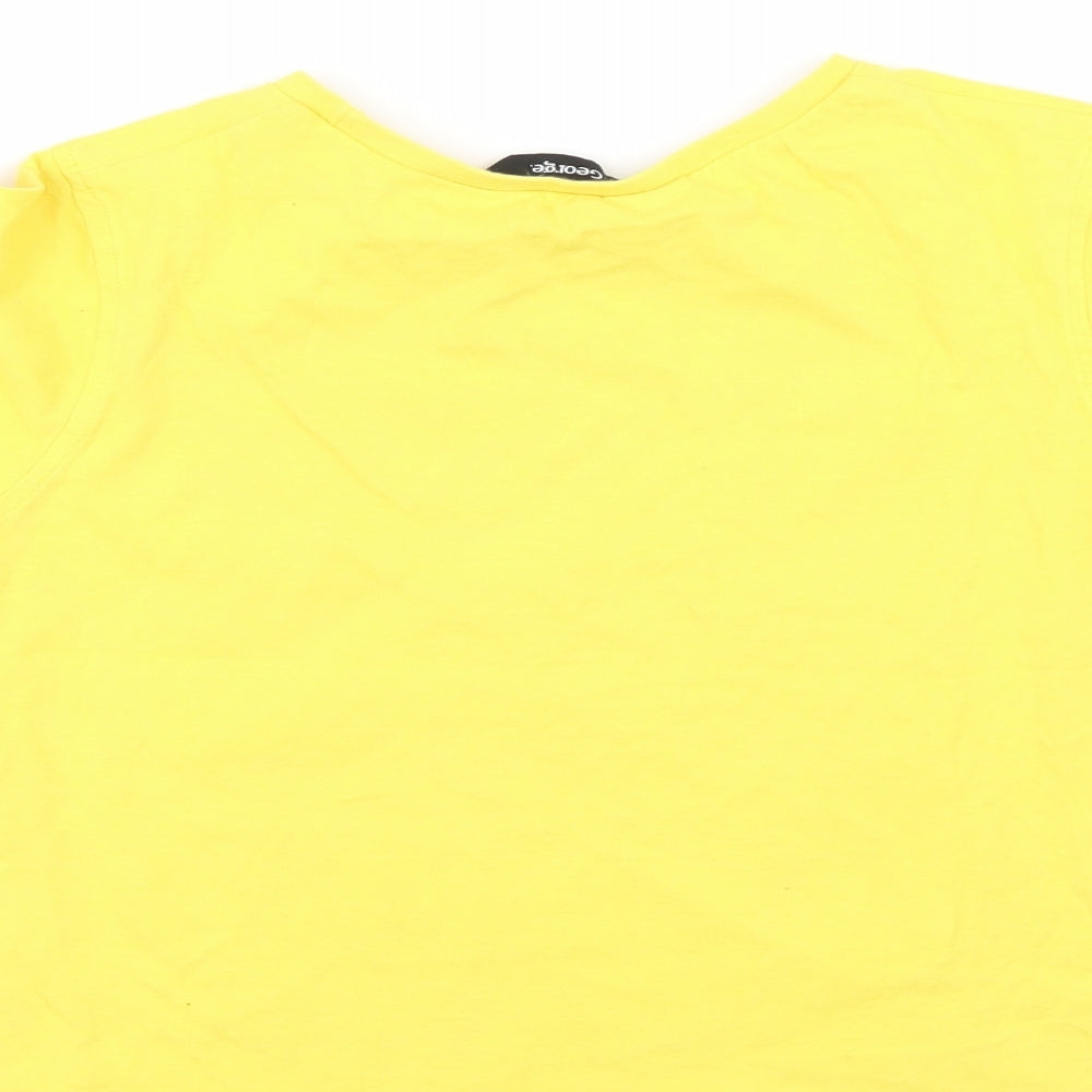 Brand and care label for George boys’ yellow basic t-shirt, size 6-7, years