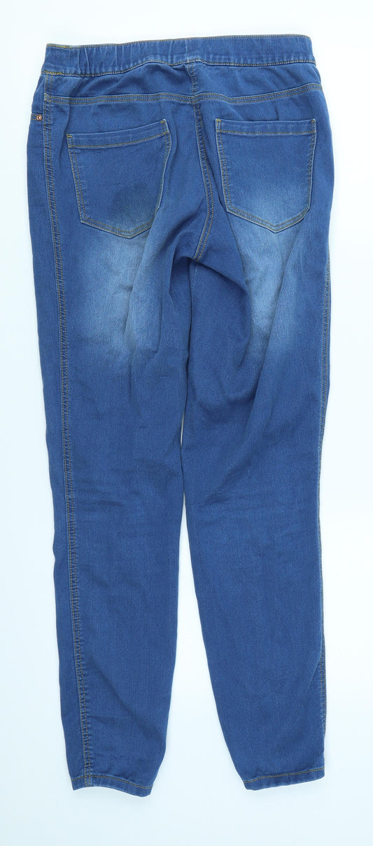 Back view of Nutmeg women’s blue jegging jeans, size UK 10, 27-inch leg