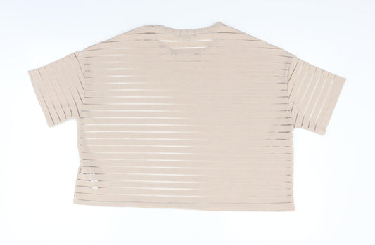 Womens UK Size L New Look Beige Basic T-Shirt