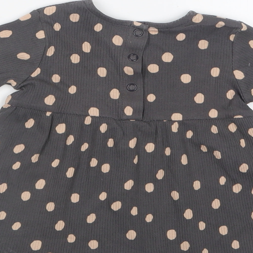 George Girls Grey Polka Dot T-Shirt Dress Size 0-3 Months