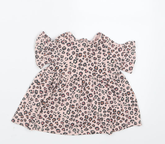 NEXT Girls Pink Animal Print T-Shirt Dress Size 0-3 Months
