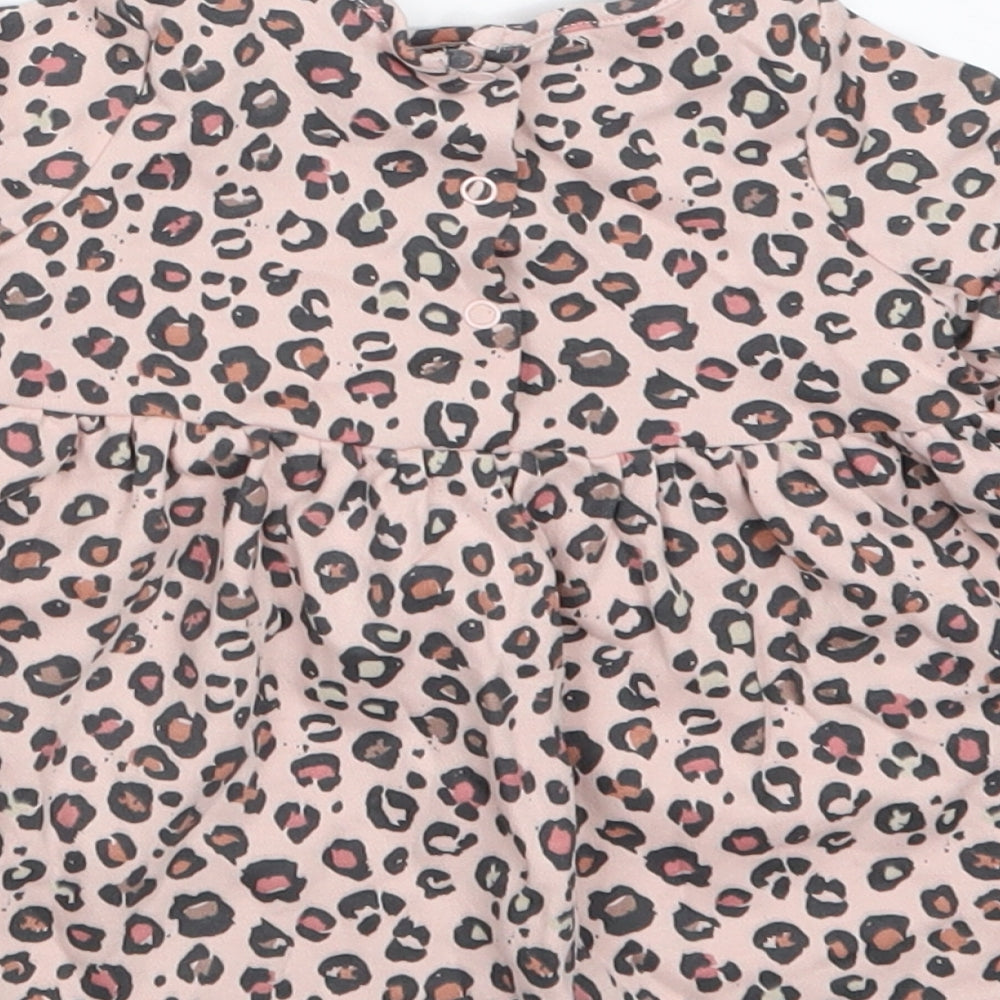 NEXT Girls Pink Animal Print T-Shirt Dress Size 0-3 Months