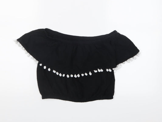 Primark Womens Black Cropped T-Shirt Size 12