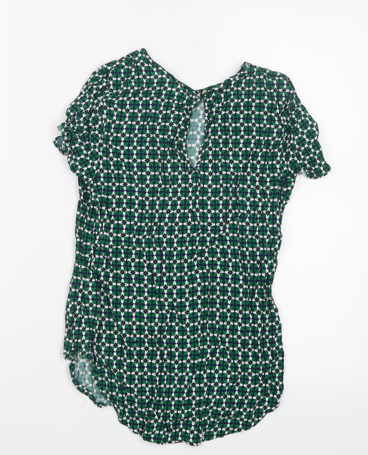 Womens UK Size 4 H&M Green Basic T-Shirt