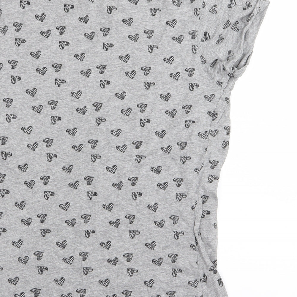 Primark Womens Grey Basic T-Shirt Size 12 - heart detail
