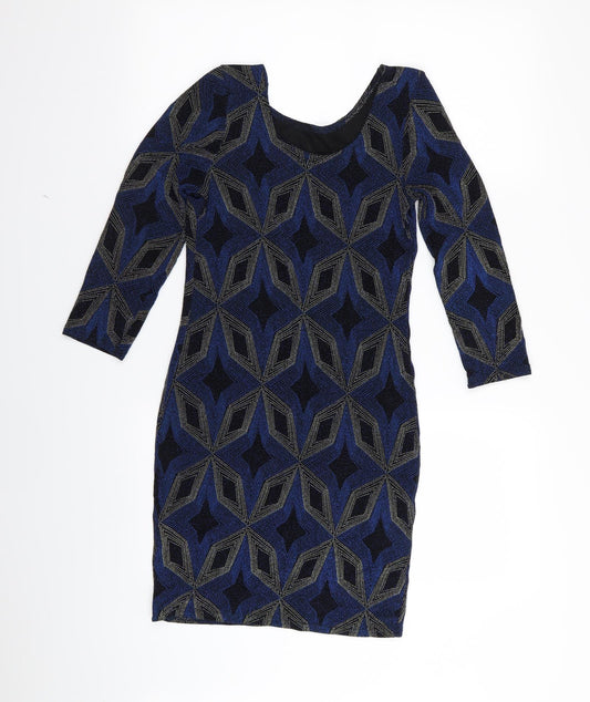 Primark Womens Multicoloured Argyle/Diamond Pencil Dress Size 10