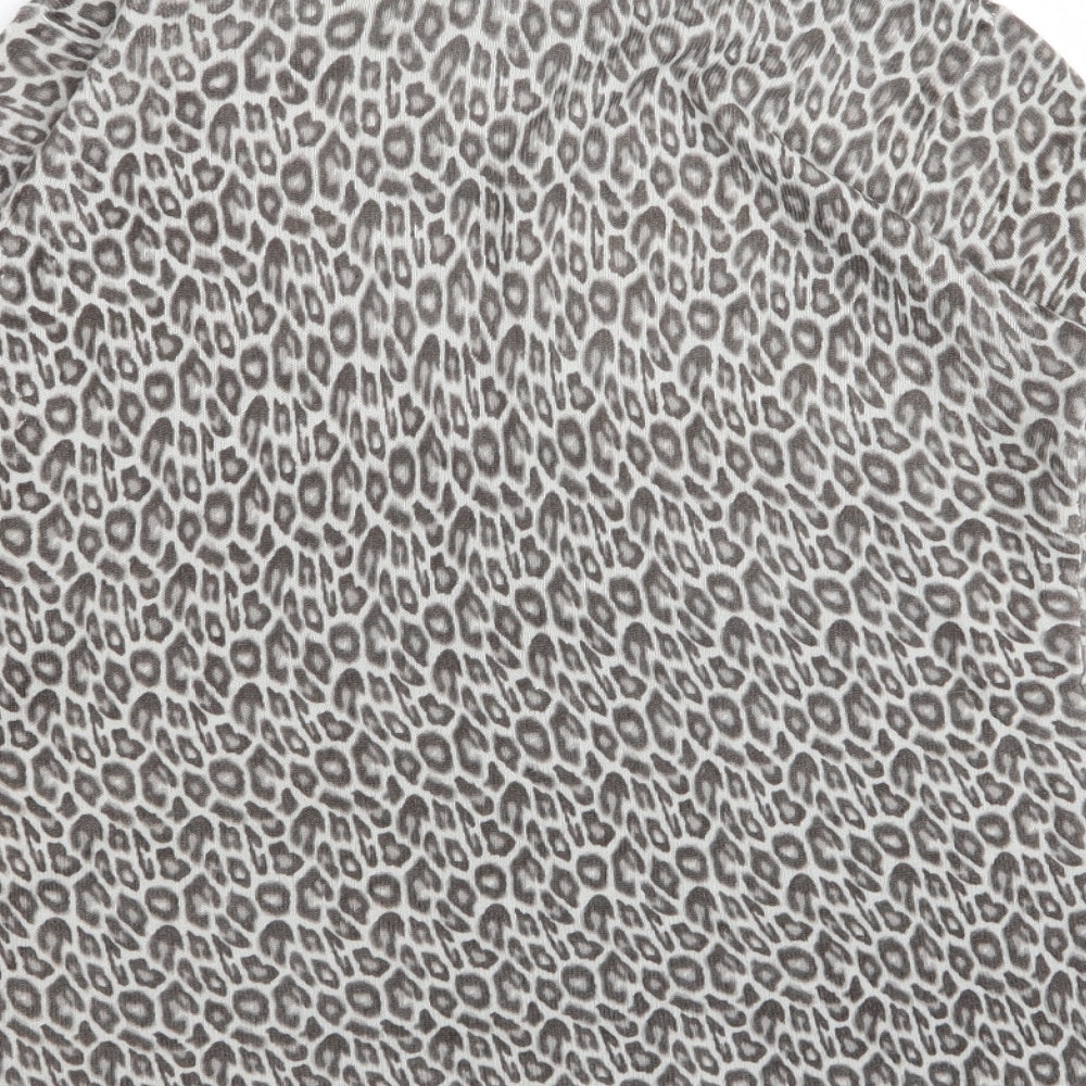 Primark Womens Grey Animal Print Basic T-Shirt Size 10