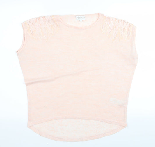 Womens UK Size S Apricot Pink Basic T-Shirt