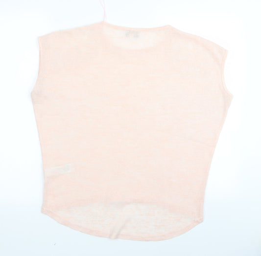 Womens UK Size S Apricot Pink Basic T-Shirt