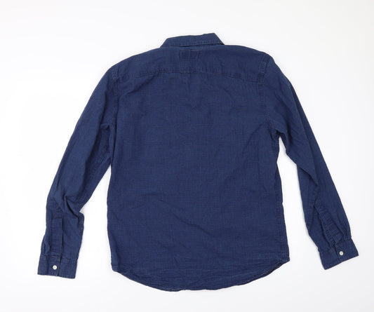 Mens UK Size M Onfire Blue Button-Up Long Sleeve Casual Shirt